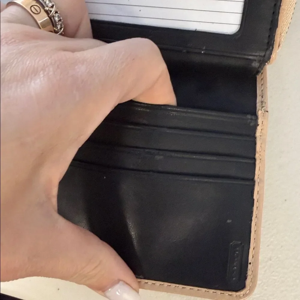Coach Glossy Black and Tan Wallet